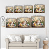 Easter Bunny Canvas Wall Art, Cute Rabbit and Easter Eggs Painting Prints, Vintage Farmhouse Spring Animal Picture, Modern Framed Easter Wall Decor for Bedroom, Living Room, Bathroom, Office