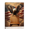 Patriotic Bald Eagle with Flaming Star Canvas Wall Art Framed, Light Oak Frame, USA Flag Themed Decor, 4th of July Gift for Veterans & Patriotic Home