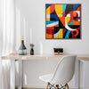coffee frame abstract colorful geometric wall art canvas above the table