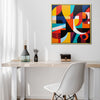 gold frame abstract colorful geometric wall art canvas in the office