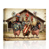Light Oak Framed Bald Eagle American Flag Art, 4th of July Independence Day Canvas Wall Decor, Ready to Hang Patriotic Home Artwork