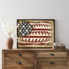Light Oak Framed Bald Eagle American Flag Art, 4th of July Independence Day Canvas Wall Decor, Ready to Hang Patriotic Home Artwork