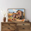 Light Oak Framed Bald Eagle American Flag Art, 4th of July Independence Day Canvas Wall Decor, Ready to Hang Patriotic Home Artwork