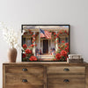 Light Oak Framed Bald Eagle American Flag Art, 4th of July Independence Day Canvas Wall Decor, Ready to Hang Patriotic Home Artwork