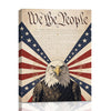 Patriotic Bald Eagle with Flaming Star Canvas Wall Art Framed, Light Oak Frame, USA Flag Themed Decor, 4th of July Gift for Veterans & Patriotic Home
