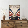Patriotic Bald Eagle with Flaming Star Canvas Wall Art Framed, Light Oak Frame, USA Flag Themed Decor, 4th of July Gift for Veterans & Patriotic Home