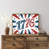 Light Oak Framed Bald Eagle American Flag Art, 4th of July Independence Day Canvas Wall Decor, Ready to Hang Patriotic Home Artwork