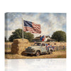 Light Oak Framed Bald Eagle American Flag Art, 4th of July Independence Day Canvas Wall Decor, Ready to Hang Patriotic Home Artwork