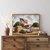 Light Oak Framed Bald Eagle American Flag Art, 4th of July Independence Day Canvas Wall Decor, Ready to Hang Patriotic Home Artwork