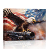 Light Oak Framed Bald Eagle American Flag Art, 4th of July Independence Day Canvas Wall Decor, Ready to Hang Patriotic Home Artwork