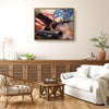Light Oak Framed Bald Eagle American Flag Art, 4th of July Independence Day Canvas Wall Decor, Ready to Hang Patriotic Home Artwork