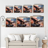 Light Oak Framed Bald Eagle American Flag Art, 4th of July Independence Day Canvas Wall Decor, Ready to Hang Patriotic Home Artwork