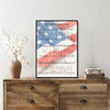 Patriotic Bald Eagle with Flaming Star Canvas Wall Art Framed, Light Oak Frame, USA Flag Themed Decor, 4th of July Gift for Veterans & Patriotic Home