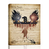 Patriotic Bald Eagle with Flaming Star Canvas Wall Art Framed, Light Oak Frame, USA Flag Themed Decor, 4th of July Gift for Veterans & Patriotic Home