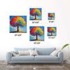 different size wall art painting shows a colorful rainbow tree