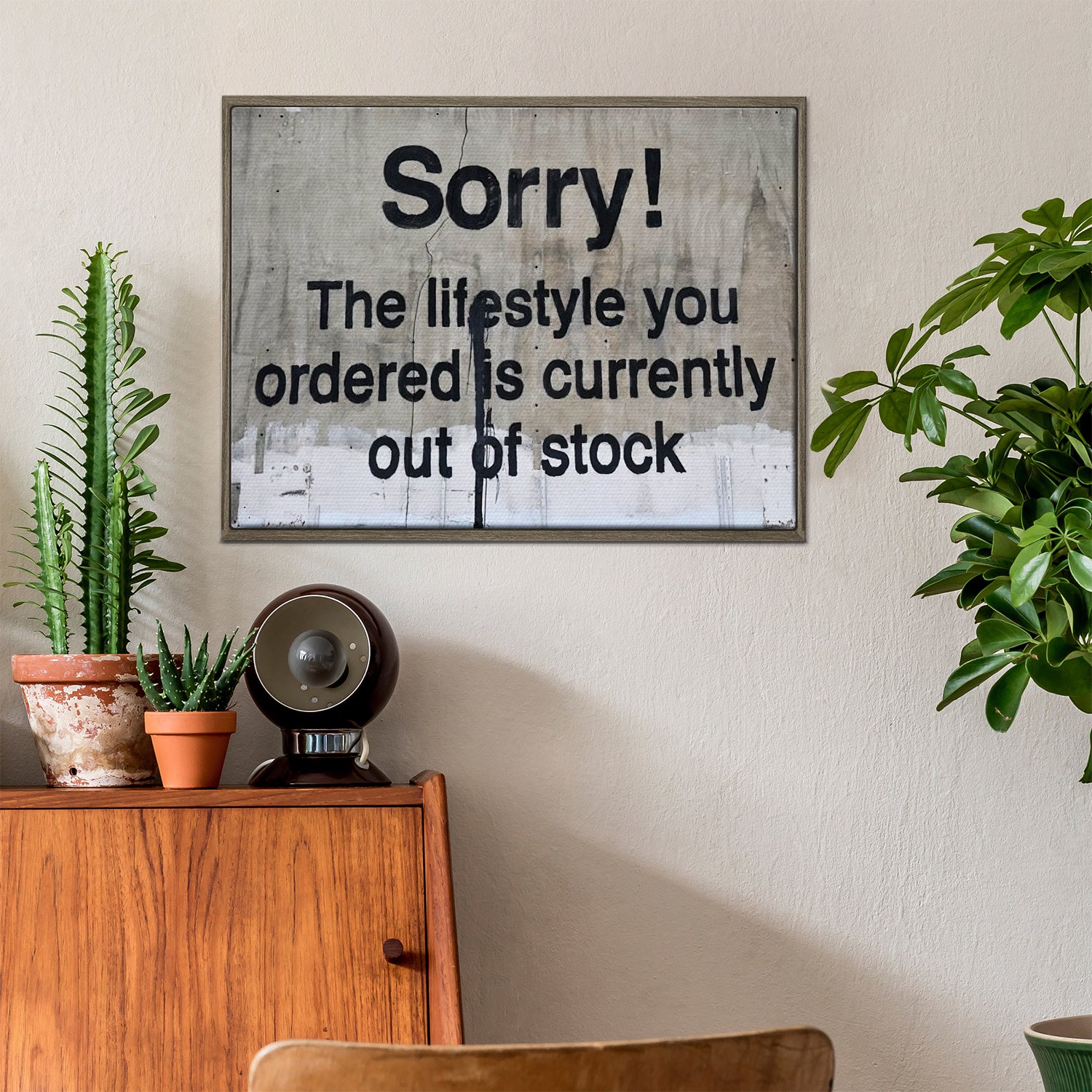 coffee frame banksys statement canvas print in the living room