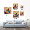 different size wall art canvas in the children room depicts a brown bear taking a bath in a colorful bathtub