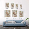 different size wall art canvas painting depicts a woman wearing white flowers
