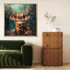 gold frame deer wall art decor painting in the living room