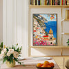 coffee frame seaside town scenery wall art painting on the booksheif