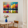 1 piece gold frame abstract trees and reflection wall art canvas in the dining room