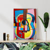 white frame wall art painting colorful abstract guitar 