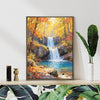 coffee frame canvas wall art canvas painting depicting the beauty of a waterfall flowing through a colorful forest in autumn.