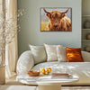 coffee frame wall art canvas depicts highland cattle