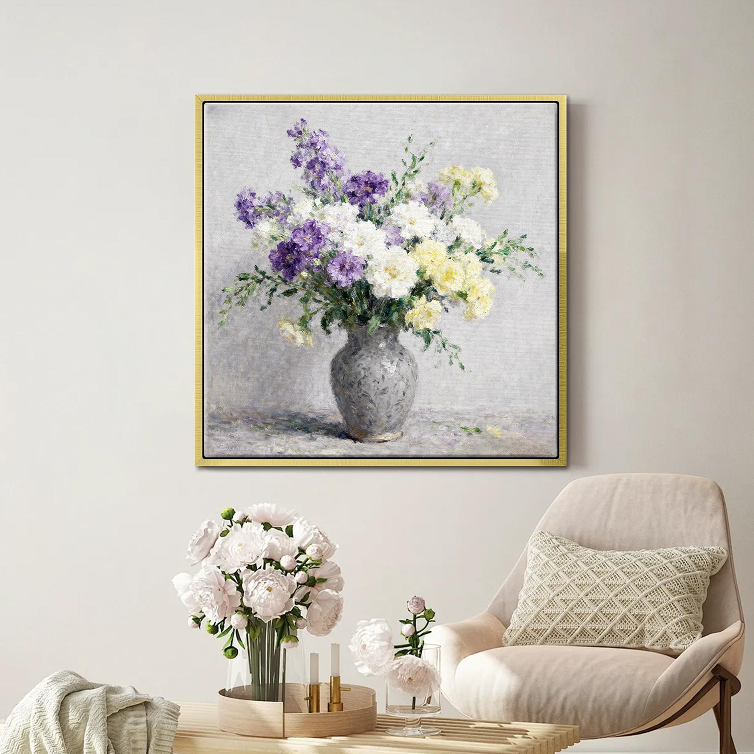 gold frame wall art colorful flowers 