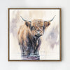 wall art light oak frame canvas,a yak standing in water