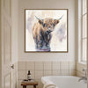 wall art light oak frame canvas,a yak standing in water,bathroom decor