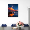 art canvas in the dining room depicts coastal starry night view