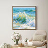 light oak color frame wall art canvas ocean waves