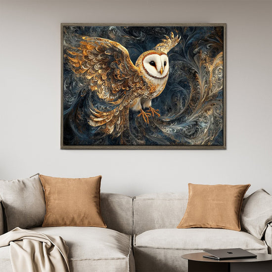 wall art print flying owl coffee frame living room decor