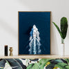 light oak color frame wall art canvas depicts a white yacht sails on the deep blue sea